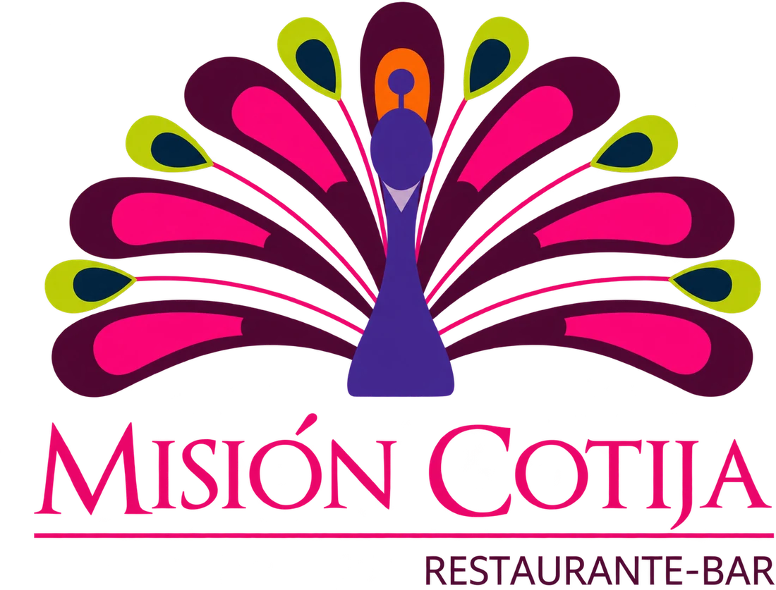The Misión Cotija mark: a peacock above the restaurant's name
